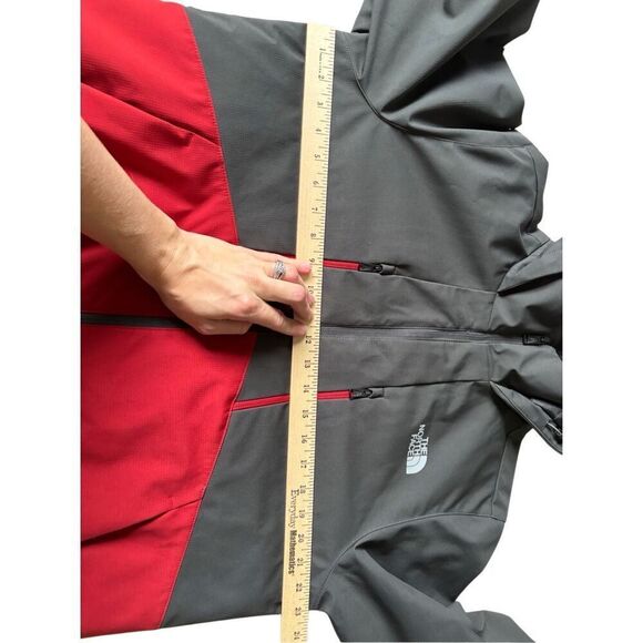 North Face Men’s Snow Jacket size M Windwall Hooded Lined Gray Red - Picture 5 of 14